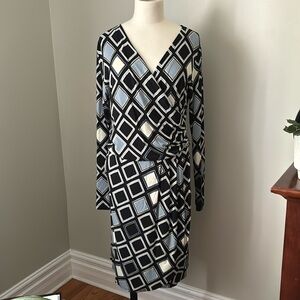 Hatley Geometric Faux Wrap Dress Sz M